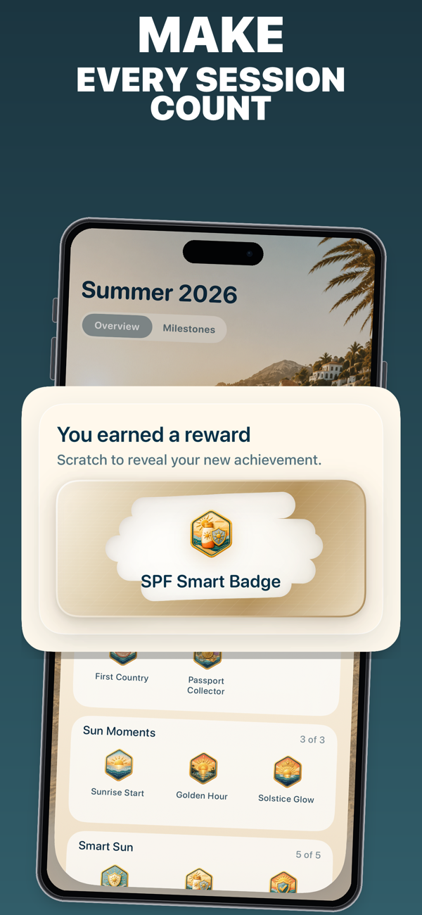 Earn achievements for smart sun habits
